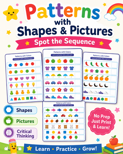 Preschool Math Worksheets Printable Bundle | Numbers 0-10 Tracing, Counting, Patterns, Pre-K &amp; Kindergarten PDF Activities