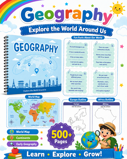Preschool General Knowledge Worksheets Printable Bundle | 500+ Pages of Weather, Geography, Colors &amp; Coloring Activities for Kid