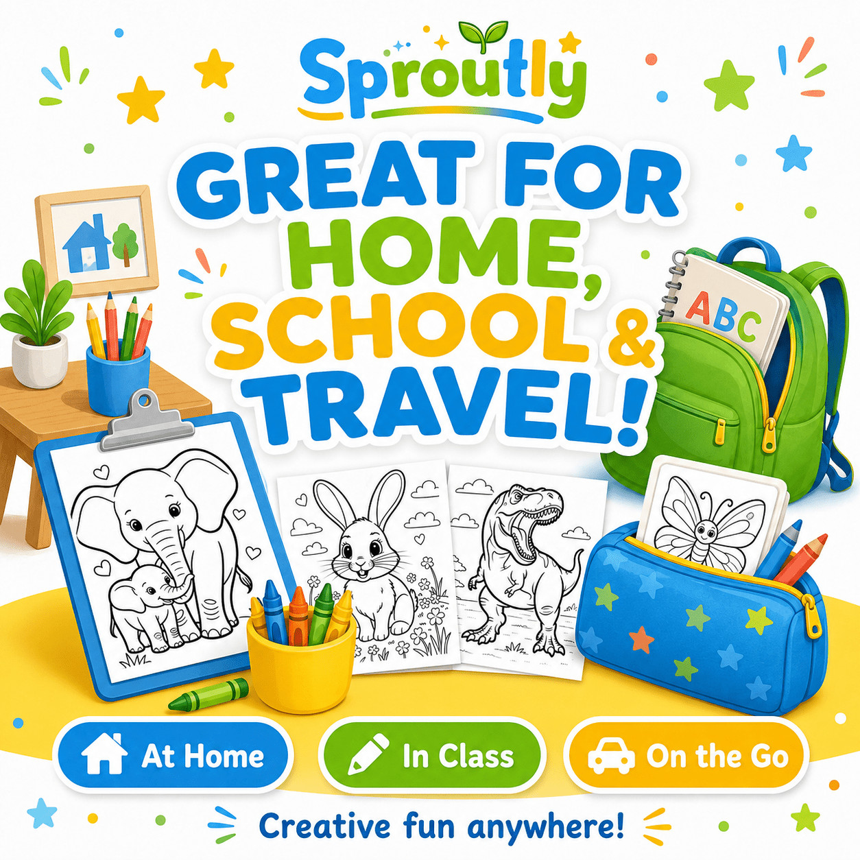 Mega Pack de Coloriage Enfants 3000+ Pages PDF, Livre de Coloriage Imprimable, Activités Créatives, Animaux Dinosaures Princesses, Téléchargement Instantané - sproutly