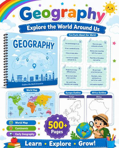 Preschool General Knowledge Worksheets Bundle | Weather, Colors & Geography for Ages 3–6 - littlebloomworksheets.store/