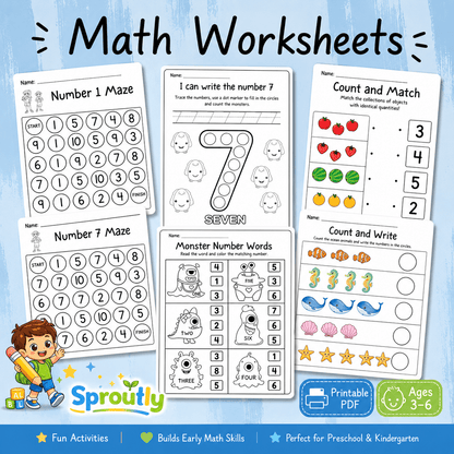 Preschool Learning Bundle, 600+ Printable Worksheets, Coloring, Tracing, Dot Marker, Alphabet, Numbers & Shapes PDF - sproutly