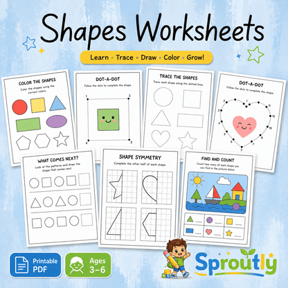 Preschool Learning Bundle, 600+ Printable Worksheets, Coloring, Tracing, Dot Marker, Alphabet, Numbers & Shapes PDF - sproutly