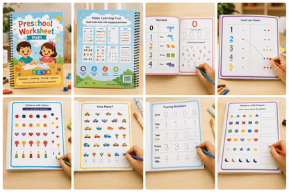 Preschool Math Worksheets Bundle | Numbers, Counting & Patterns for Ages 3–6 - littlebloomworksheets.store/